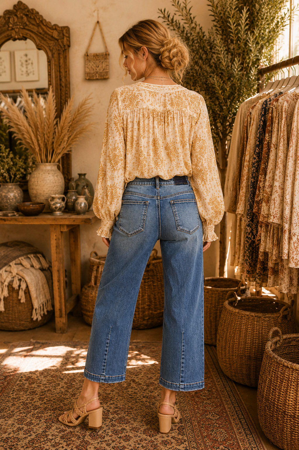 RISEN High Rise Crop Boyfriend Tapered Jeans