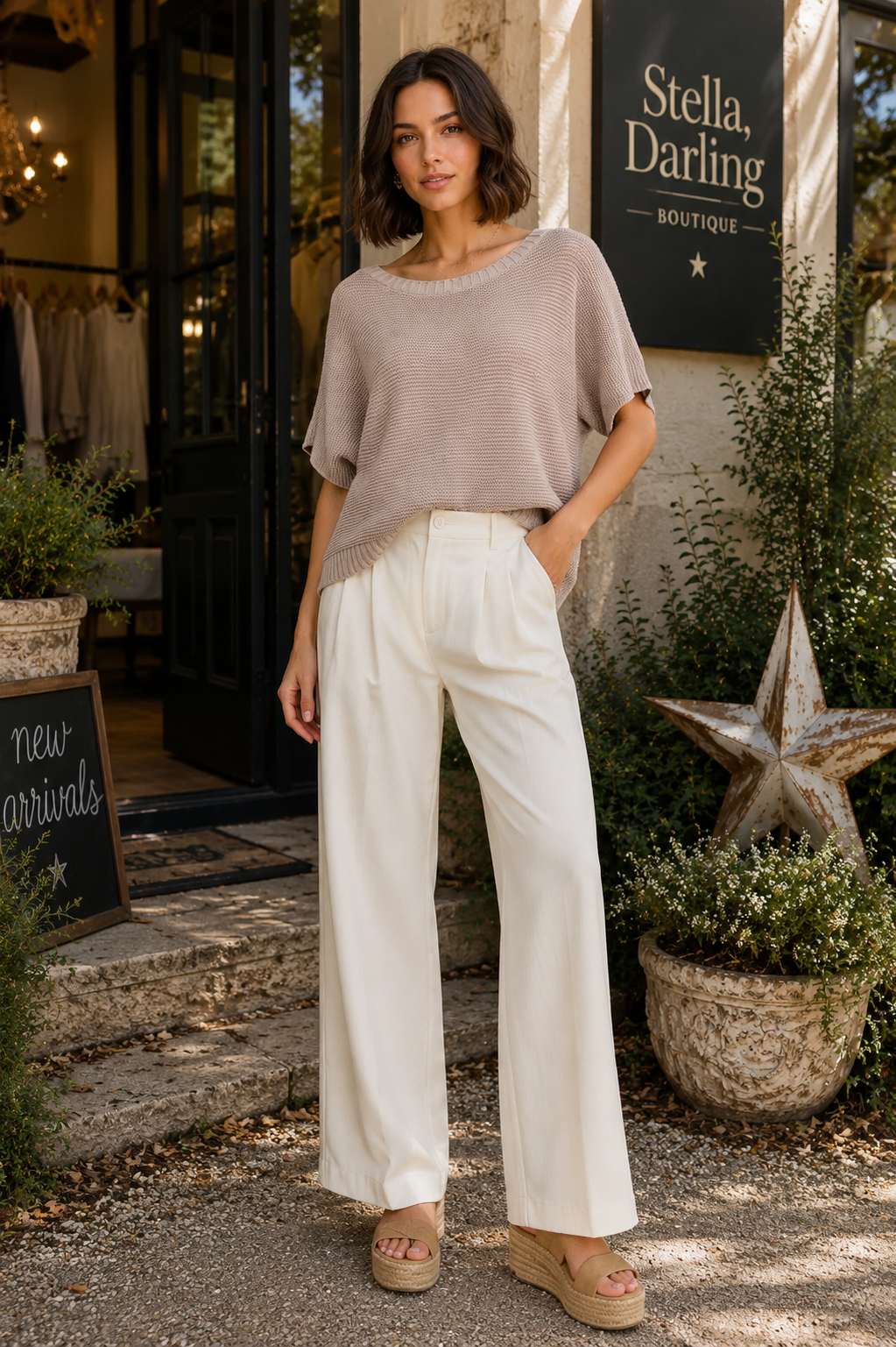 Short Dolman Sleeves Washed Knit Top