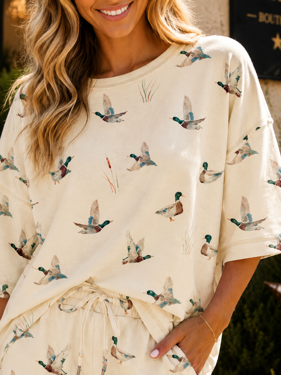 Mallard Duck Tee Drawstring Short Set