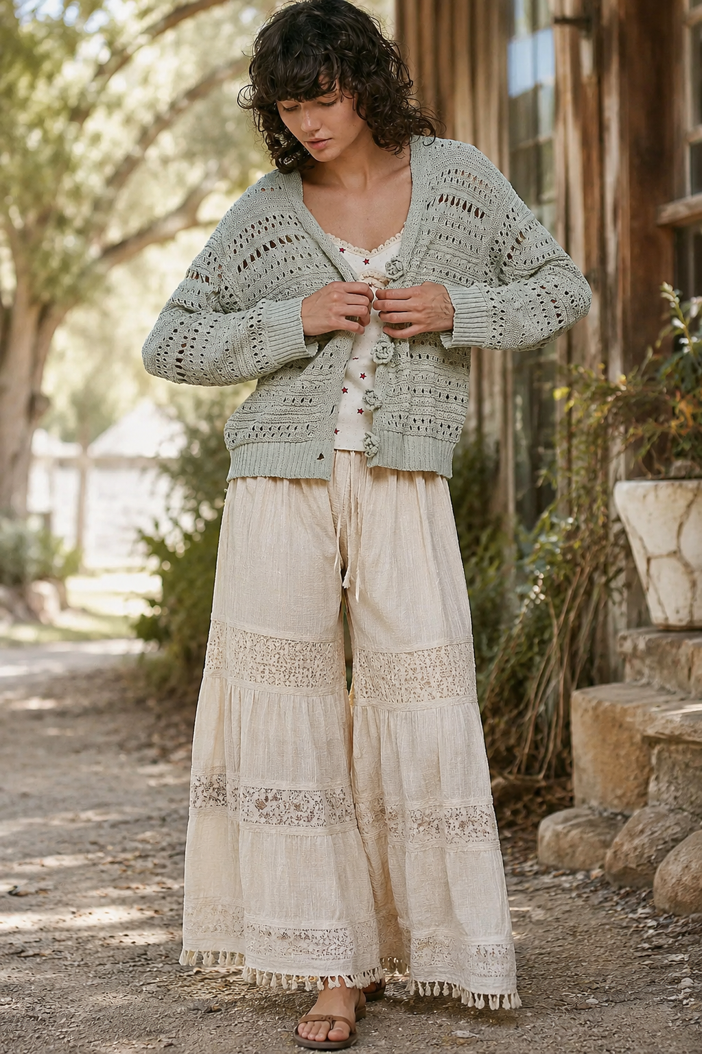 POL Sage Garden Crochet Cardigan