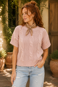 Cable Knit Textured Sweater Top