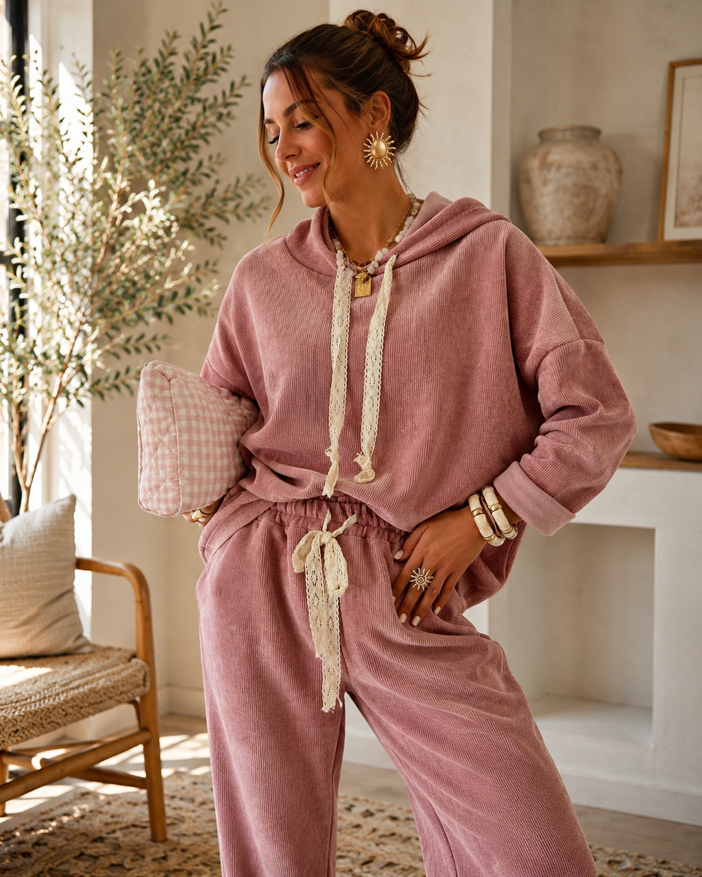 Sunday Slowdown Lace Lounge Set