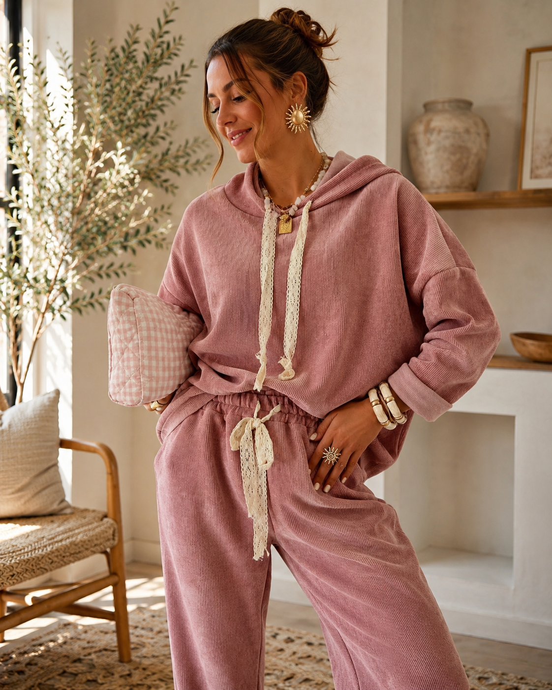 Sunday Slowdown Lace Lounge Set