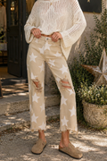 RISEN Full Size High Rise Star Printed Frayed Hem Jeans