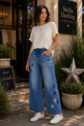 RISEN Elastic Band Slouchy Cropped Barrel with Star Patch