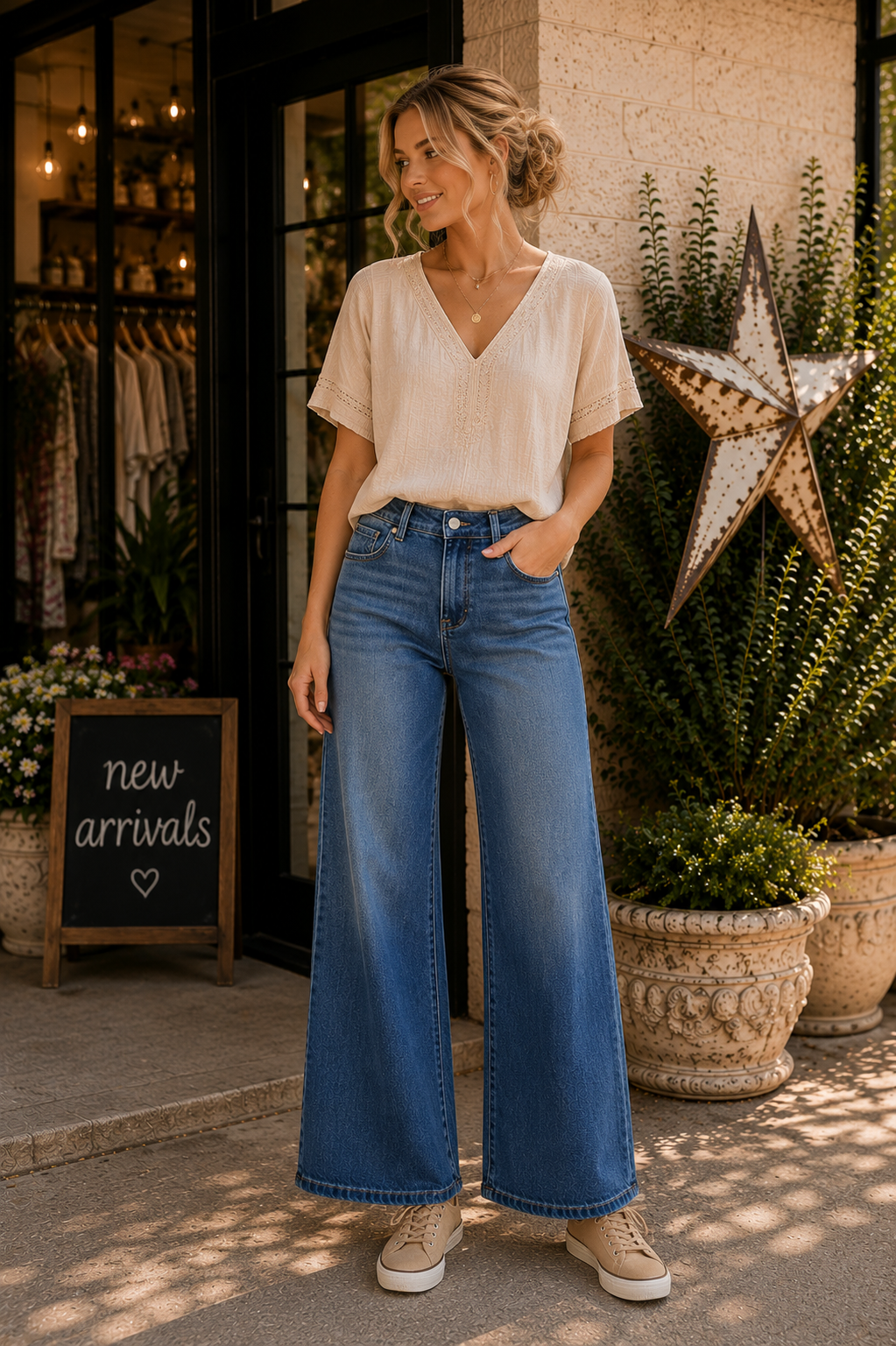 RISEN Slouchy Baggy Jeans with Pockets