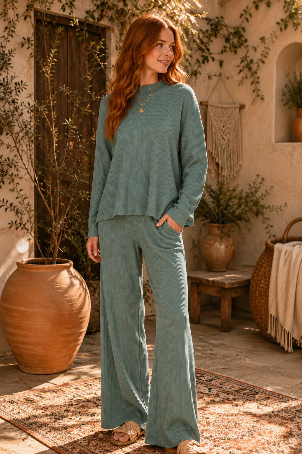 Viscose Sweater Top & Pants Set