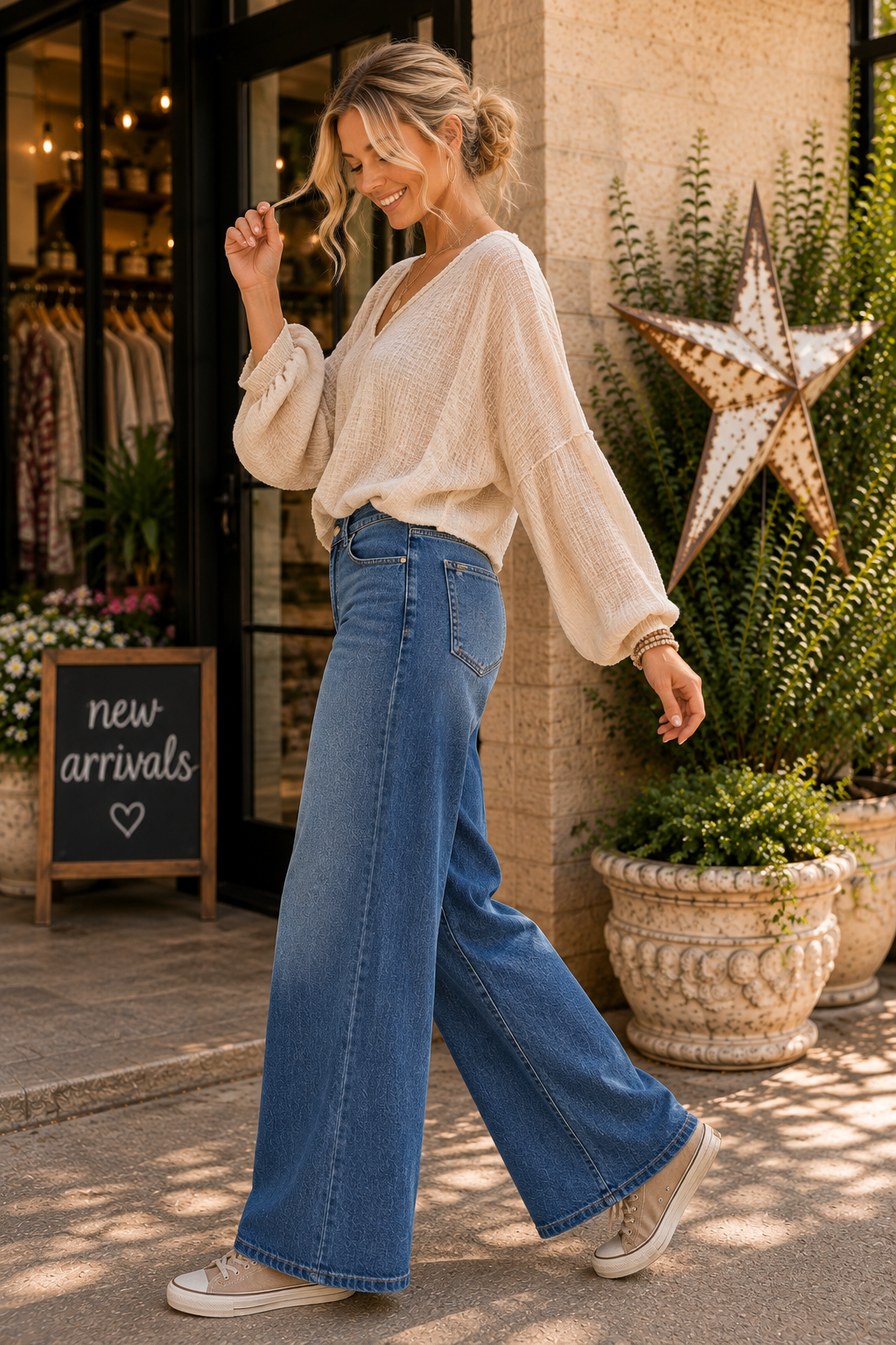 RISEN Slouchy Baggy Jeans with Pockets