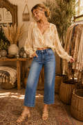 RISEN High Rise Crop Boyfriend Tapered Jeans