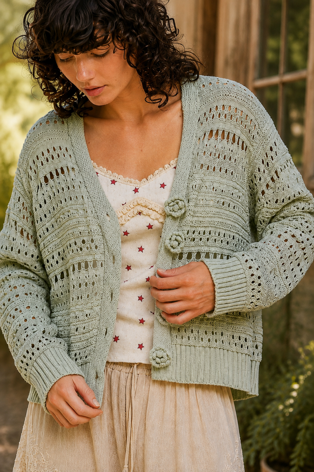 POL Sage Garden Crochet Cardigan