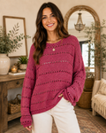 Openwork Round Neck Sweater