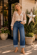 RISEN Slouchy Crop Barrel Cuffed Jeans